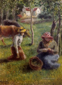 カミーユ・ピサロ Painting - 牛飼い 1883年 カミーユ・ピサロ